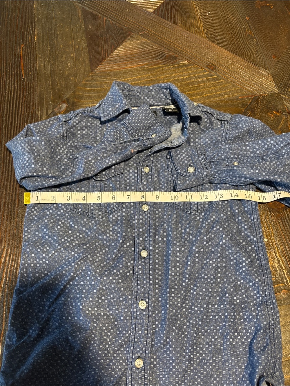 First Wave Blue Patterned Button-Down Shirt - Picture 6 of 11
